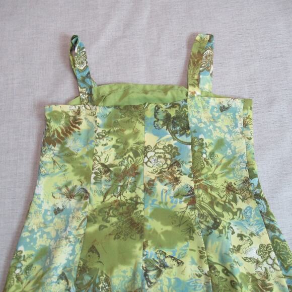 Sandra Darren Dress Womens 14W Green Floral Tropical Fit & Flare Preppy Flowy - Picture 6 of 10